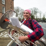 19/3/17 REPRO FREE Dan Kahn from the Pyjama Band from Shipley, in Yorkshire, England at the 7th Limerick International Band Championship, Limerick. Illinois State University have been named as the overall winners of the 47th Limerick International Band Championship. Around 1,000 musicians performed in the event saw 17 bands from the United States, Germany, England, Northern Ireland, Tipperary, Dublin, Donegal and Westmeath as well as Limerick marching down O’Connell Street in Limerick as part of the Limerick St Patrick’s Festival 2017. Tens of thousands of spectators braved the weather and lined the route, cheering on the competitors in what is Ireland’s only marching band competition. Illinois State University were presented with the Kenneally Jewellers Perpetual Trophy as overall winners of the championship organised by Grooveyard on behalf of Limerick City and County Council. Picture Sean Curtin True Media.