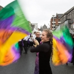 19/3/17 REPRO FREE Illinois State University have been named as the overall winners of the 47th Limerick International Band Championship. Around 1,000 musicians performed in the event saw 17 bands from the United States, Germany, England, Northern Ireland, Tipperary, Dublin, Donegal and Westmeath as well as Limerick marching down O’Connell Street in Limerick as part of the Limerick St Patrick’s Festival 2017. Tens of thousands of spectators braved the weather and lined the route, cheering on the competitors in what is Ireland’s only marching band competition. Illinois State University were presented with the Kenneally Jewellers Perpetual Trophy as overall winners of the championship organised by Grooveyard on behalf of Limerick City and County Council. Picture Sean Curtin True Media.