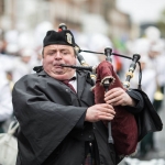 19/3/17 REPRO FREE Philip Doran, City of Limerick Pipe Band at the 7th Limerick International Band Championship, Limerick. Illinois State University have been named as the overall winners of the 47th Limerick International Band Championship. Around 1,000 musicians performed in the event saw 17 bands from the United States, Germany, England, Northern Ireland, Tipperary, Dublin, Donegal and Westmeath as well as Limerick marching down O’Connell Street in Limerick as part of the Limerick St Patrick’s Festival 2017. Tens of thousands of spectators braved the weather and lined the route, cheering on the competitors in what is Ireland’s only marching band competition. Illinois State University were presented with the Kenneally Jewellers Perpetual Trophy as overall winners of the championship organised by Grooveyard on behalf of Limerick City and County Council. Picture Sean Curtin True Media.