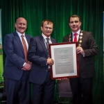 12-12-18 Dr Pat Daly, Director and Deputy Chief Executive Limerick City and County with Mayor of Limerick City and County Council James Collins present to John Loftus Transplant Team Ireland sucesses at World, European and British Transplant Games over 11 years at a Civic Reception in recognition of the International Sporting Achievements of Persons from Limerick in 2018
in Istabraq Hall, Limerick City and County Council, Corporate Headquarters, Merchant’s Quay, Limerick. Picture: Keith Wiseman