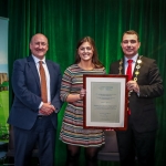 12-12-18 Dr Pat Daly, Director and Deputy Chief Executive Limerick City and County with Mayor of Limerick City and County Council James Collins presented to Roisin Upton, Irish Womens Hockey Team, Silver Medalist in the World Cup final in 2018 at a Civic Reception in recognition of the International Sporting Achievements of Persons from Limerick in 2018in Istabraq Hall, Limerick City and County Council, Corporate Headquarters, Merchant’s Quay, Limerick. Picture: Keith Wiseman