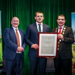 12-12-18 Dr Pat Daly, Director and Deputy Chief Executive Limerick City and County with Mayor of Limerick City and County Council James Collins present to CJ Stander, Grand Slam and 6 Nations Ireland Rugby victory at a Civic Reception in recognition of the International Sporting Achievements of Persons from Limerick in 2018in Istabraq Hall, Limerick City and County Council, Corporate Headquarters, Merchant’s Quay, Limerick. Picture: Keith Wiseman