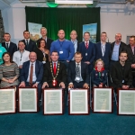 12-12-18 Dr Pat Daly, Director and Deputy Chief Executive Limerick City and County with Mayor of Limerick City and County Council James Collins with receipants at a Civic Reception in recognition of the International Sporting Achievements of Persons from Limerick in 2018
in Istabraq Hall, Limerick City and County Council, Corporate Headquarters, Merchant’s Quay, Limerick. 
Picture: Keith Wiseman
