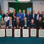 12-12-18 Dr Pat Daly, Director and Deputy Chief Executive Limerick City and County with Mayor of Limerick City and County Council James Collins with receipants at a Civic Reception in recognition of the International Sporting Achievements of Persons from Limerick in 2018in Istabraq Hall, Limerick City and County Council, Corporate Headquarters, Merchant’s Quay, Limerick. Picture: Keith Wiseman