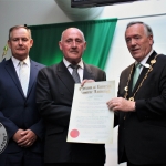 Limerick City and County Council Chief Executive Con Murray, former Detective Garda Ben O’Sullivan and Mayor of Limerick City and County Steven Keary at the award ceremony for the Freedom Of Limerick for the late Detective Garda Jerry McCabe and his partner former Detective Garda Ben O’Sullivan at Limerick City and County Council. Thursday, June 28th, 2018. Picture: Sophie Goodwin/ilovelimerick