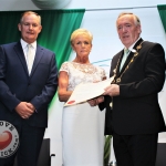 Limerick City and County Council Chief Executive Con Murray, Ann McCabe, wife of the late Detective Garda Jerry McCabe and Mayor of Limerick City and County Steven Keary at the award ceremony for the Freedom Of Limerick for the late Detective Garda Jerry McCabe and his partner former Detective Garda Ben O’Sullivan at Limerick City and County Council. Thursday, June 28th, 2018. Picture: Sophie Goodwin/ilovelimerick