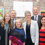 Pictured at Narrative 4 Building for for the Opening of Landmarks Exhibition is Supported Employment Rose Servitova, Training Enterprise and Employment Services (TEES) Manager Donal Sherlock, Artist Barbara Hanley, Art Instructor Ashley Ryan, TESS Administrator John O’Callaghan and  TESS Support Staff Abigail Maniego. Picture: Mia Wang/ilovelimerick