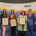 Cllr Daniel Butler, Mayor of the City and County of Limerick presented three Limerick business women with parchments to hour them for their work. The three  Catherine Duffy with a parchment in recognition of her outstanding leadership in business and her commitment in advancing Limerick economically. Vicki O’Toole in recognition of her outstanding leadership in business and as an inspiration for new entrepreneurs in Limerick and Laura Ryan in recognition of her leadership in addressing Limerick’s image and creating a brand to drive Limerick economically, socially and culturally. Picture: Ava O'Donoghue/ilovelimerick