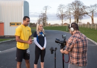 Special Olympics games video shoot for I love Limerick.Leanne Moore and Kamal Ibrahim work out the the athletes in the University of Limerick and Lisnagry.Pic Sean Curtin Photo.