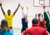 Special Olympics games video shoot for I love Limerick.Leanne Moore and Kamal Ibrahim work out the the athletes in the University of Limerick and Lisnagry.Pic Sean Curtin Photo.