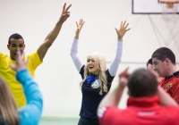 Special Olympics games video shoot for I love Limerick.Leanne Moore and Kamal Ibrahim work out the the athletes in the University of Limerick and Lisnagry.Pic Sean Curtin Photo.