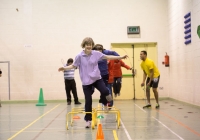 Special Olympics games video shoot for I love Limerick.Leanne Moore and Kamal Ibrahim work out the the athletes in the University of Limerick and Lisnagry.Pic Sean Curtin Photo.