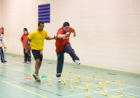 Special Olympics games video shoot for I love Limerick.Leanne Moore and Kamal Ibrahim work out the the athletes in the University of Limerick and Lisnagry.Pic Sean Curtin Photo.