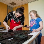 01.04.2017 REPRO FREE Limerick Lifelong Learning Festival, Mary Immaculate College Limerick. Pictured at the event were, Kate McElligott, Limerick Printmakers and Amber Rose O'Shaughnessy. Picture: Alan Place.