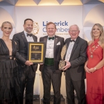 Best Overall Award Winner. From left to right: Dee Ryan - CEO Limerick Chamber, An Taoiseach Leo Varadkar, John Shaw -Carelon  / Award Winners, Professor Vincent Cunnane - President TUS / Award Sponsor, Miriam O’Connor - President Limerick Chamber.