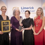 Best Excellence in Customer Experience Award: Retail and Hospitality Award Winner. From left to right: Dee Ryan - CEO Limerick Chamber, Patricia Roberts - No 1 Pery Hotel  / Award Winners, Gemma Harte - BDO / Award Sponsor, Miriam O’Connor - President Limerick Chamber.