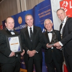 No repro fee- limerick chamber president's dinner 2017 - 17-11-2017, From Left to Right: Best Family Business Award: Conor O’Sullivan - AIB/ Sponsored by AIB, Michael and Seamus Flannery - Flannery's Bar Denmark Street, Ken Johnson - President Limerick Chamber. Photo credit Shauna Kennedy