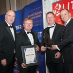 No repro fee- limerick chamber president's dinner 2017 - 17-11-2017, From Left to Right: Best Contribution to the Community Award: Cathal Treacy- Deloitte / Sponsored by Deloitte, Kirby Group - Winners, Ken Johnson - President Limerick Chamber. Photo credit Shauna Kennedy