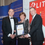 No repro fee- limerick chamber president's dinner 2017 - 17-11-2017, From Left to Right: Best Culture, Hospitality and Tourism Award: Clive Bellows- Northern Trust / Sponsored by Northern Trust, Naomi O'Nolan - Hunt Museum / Winner, Ken Johnson - President Limerick Chamber. Photo credit Shauna Kennedy