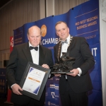 No repro fee- limerick chamber president's dinner 2017 - 17-11-2017, From Left to Right: Presidents Award- Michael Noonan, Ken Johnson - President Limerick Chamber. Photo credit Shauna Kennedy