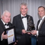 No repro fee- limerick chamber president's dinner 2017 - 17-11-2017, From Left to Right:Best innovation (RD&I) Award: Eamonn Murphy - Innovate Limerick / - Sponsored by Innovate Limerick, John Blake - On Semiconductor, Ken Johnson - President Limerick Chamber. Photo credit Shauna Kennedy