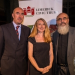 Pictured at the Limerick Civic Trust Autumn Lecture Series with Jodie Ginsberg were David O'Brien, Limerick Civic Trust, Jodie Ginsberg and Patrick Comerford. Picture: Cian Reinhardt/ilovelimerick