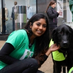 Bejal Patel From The University of Limerick Medical School with a dog from Limerick Animal Welfare at the Festival of Kindness fun day on Bedford Row, Limerick. Picture: Sophie Goodwin/ilovelimerick