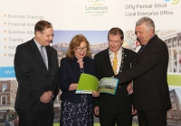 8/2/2016 With Compliments.. A newly launched blueprint seeking to strengthen Limerick's efforts to achieve Food Destination Status over the next three years was launched this Monday by Jan O'Sullivan T.D., Minister for Education and Skills. Photographed with the Minister are from left Conn Murray, Chief Executive, Limerick City & County Council, Cllr. Gerald Mitchell, Deputy Mayor of Limerick and Eamon Ryan, Head of Enterprise, Local Enterprise Office, Limerick. Photograph Liam Burke/Press 22