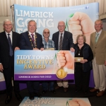 10.10. 2017. Mayor of the City and County of Limerick Cllr Stephen Keary and Noel Earlie, JP McManus Charitable Foundation presented the Limerick Going for Gold Tidy Towns groups The Overall most improved in each Municipal District was awarded €1,000 each and they were Abbeyfeale, Glenroe, Gouldavoher and Rathkeale. Limerick Going for Gold, which is sponsored by the JP McManus Charitable Foundation, has a total prize pool of over €75,000. It is organised by Limerick City and County Council and supported by Limerick’s Live 95FM, The Limerick Leader and The Limerick Chronicle, The Limerick Post, Parkway Shopping Centre, I Love Limerick and Southern Marketing Media & Design. Picture: Alan Place