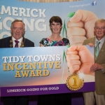 10.10. 2017. Mayor of the City and County of Limerick Cllr Stephen Keary and Noel Earlie, JP McManus Charitable Foundation presented the Tidy Towns groups The Overall most improved across Limerick to Kilcornan (€2,000) accepted by Lyn Nolan. Limerick Going for Gold, which is sponsored by the JP McManus Charitable Foundation, has a total prize pool of over €75,000. It is organised by Limerick City and County Council and supported by Limerick’s Live 95FM, The Limerick Leader and The Limerick Chronicle, The Limerick Post, Parkway Shopping Centre, I Love Limerick and Southern Marketing Media & Design. Picture: Alan Place