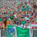 Limerick hurlers homecoming 2022 - supporters in green and white swept into the city and the TUS Gaelic Grounds to welcome the three-in-a-row All-Ireland hurling champions. Picture: Kris Luszczki/ilovelimerick