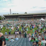 Limerick hurlers homecoming 2022 - supporters in green and white swept into the city and the TUS Gaelic Grounds to welcome the three-in-a-row All-Ireland hurling champions. Picture: Kris Luszczki/ilovelimerick