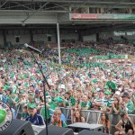 Limerick hurlers homecoming 2022 - supporters in green and white swept into the city and the TUS Gaelic Grounds to welcome the three-in-a-row All-Ireland hurling champions. Picture: Kris Luszczki/ilovelimerick