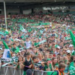 Limerick hurlers homecoming 2022 - supporters in green and white swept into the city and the TUS Gaelic Grounds to welcome the three-in-a-row All-Ireland hurling champions. Picture: Kris Luszczki/ilovelimerick