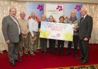 For the second year running, the West Limerick village of Athea has been named the overall winner of the Limerick in Bloom competition. 44 other groups throughout County Limerick were honoured for their participation in the annual competition, now in it's seventh year, at an awards ceremony held at the Woodlands House Hotel in Adare, Co. Limerick. Pictured are Tidy Towns Incentive Award winner representatives, from left to right, Tim Ryan, Galbally, Pat Casey, Ardpatrick, Maire McCarthy, Feenagh, Mary Lee Geary, Broadford, Dolly O'Neill, Adare, and PJ Russell, Kilmallock, along with Cathaoirleach of Limerick City & County Council, Cllr. Kevin Sheahan, left, and Gerry Boland of the JP McManus Charitable Foundation. Picture credit: Diarmuid Greene/Fusionshooters