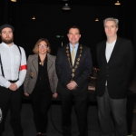 Pictured in the Cleeves Condensed Milk Factory for the Limerick Inside Out initiative with the 'Bread Not Profits' cast and crew are cast memeber Aiden Crowe, Tracey Gleeson, Cllr James Collins, Mayor of Limerick City and Council, and Mike Fynn, author of 'Breads Not Profits'. Picture: Conor Owens/ilovelimerick.