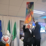 "Belonging to Limerick" launch Integration Plan for 2018 to 2022 takes place on September 28 at Thomond Park. Artist Jean Ryan Hakizimana presented an art work to Michael.D.Higgins, the President of Ireland. Picutre: Baoyan Zhang/ilovelimerick