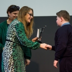 10/04/2019
Fresh Film Festival Director and Art Teacher Jayne Foley and Triona Lynch from Limerick and Clare Education and Training Board with prizewinner Angus Birmingham aged 10, during the Limerick Learning Neighbourhoods event at The Life Centre, Henry Street, Limerick
Picture by Diarmuid Greene