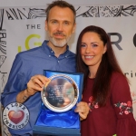 Pictured at the Limerick Pride 2018 press launch at the George Hotel, Richard Lynch of ilovelimerick and Grand Marshall of Limerick Pride 2018 was presented with a commemorative plate from Lisa Daly, Chairperson of Limerick Pride 2018 for his 10 years of service to Limerick Pride. Picture: Zoe Conway/ilovelimerick.