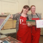 Kate O'Shea and Jess Tobin, Manager of Limerick Print Makers at the Print with Pride event at Limerick Print Makers. Picture: Sophie Goodwin