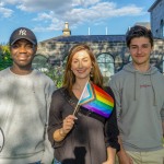 Pictured at the Limerick Pride 2022 press launch at the Hunt Museum are Silioa Mvuama, Emma Twomey and Etienne Van Daele of the Hunt Museum.  Picture: Kris Luszczki/ilovelimerick