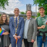 Pictured at the Limerick Pride 2022 press launch at the Hunt Museum are Author and Historian Sharon Slater, Grand Marshall of Limerick Pride 2022, Mayor of Limerick City and County Daniel Butler, Myles Breen and Liam O’Brien of Bottom Dog Theatre. Picture: Kris Luszczki/ilovelimerick