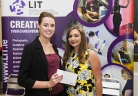 06/06/2015Limerick School of Art and Design students will have their final year work shown in the college as part of the graduate exhibition. The art exhibition - labelled âONâ - which will feature all mediums, including ceramics, photography, printmaking, sculpture and fashion, was officially opened by Minister Jan O'Sullivan TD, Minister for Education and Skills, on Saturday, at 3pm, and will run until June 14th. It will be open to the public daily from 9.30am to 4.30pm.Pictured receiving her 'Best Use of Print in Visual Communications Award'  from Rachel Leahy of Cube Printing is fashion graduate Lauren Keegan.Limerick School of Art & Design, Clare Street, Limerick.Picture: Diarmuid Greene/Fusionshooters