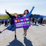 REPRO FREE
080624
Choirs led by acclaimed conductor Bernie Sherlock and members of New Dublin Voices perform against the iconic backdrop of the Cliffs of Moher as part of the annual Limerick Sings International Choral Festival running 7th - 9th June. PIctured are Katie Stoker Phelan and Grainne Dignam of the New Dublin Voices Choir following thier performance at the Cliffs of Moher in Clare. Pic Arthur Ellis.