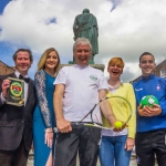Pictured at the launch of the limerick Sports Social Club were (L to R) actor Myles Breen, Holly Kenny, ilovelimerick, John Mulligan, Limerick Sports Social Club, Magda Mulligan, Limerick Sports Social Club and Shane Tracy, Limerick FC. Picture: Cian Reinhardt/ilovelimerick