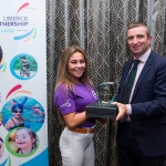 28/08/2018

Chelsea Harty from Salesian Secondary College, Pallaskenry, receives her Special Merit award from Niall Collins TD.
Limerick Sports Partnership VIP (Voluntary Inspired Participation) programme graduation 2018.
Photo by Diarmuid Greene