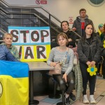 The Limerick community and Ukrainian people came together on Bedford Row, Limerick in a show of solidarity with Ukrainian President Zelensky as he addressed the Irish parliament. Picture: Richard Lynch/ilovelimerick