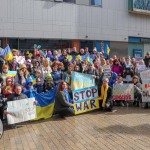 The Limerick community and Ukrainian people came together on Bedford Row, Limerick in a show of solidarity with Ukrainian President Zelensky as he addressed the Irish parliament. Picture: Richard Lynch/ilovelimerick