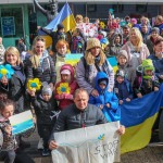 The Limerick community and Ukrainian people came together on Bedford Row, Limerick in a show of solidarity with Ukrainian President Zelensky as he addressed the Irish parliament. Picture: Richard Lynch/ilovelimerick