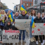 The Limerick community and Ukrainian people came together on Bedford Row, Limerick in a show of solidarity with Ukrainian President Zelensky as he addressed the Irish parliament. Picture: Richard Lynch/ilovelimerick